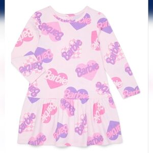 Barbie Toddler Girls Print Drop Waist Dress with Long Sleeves